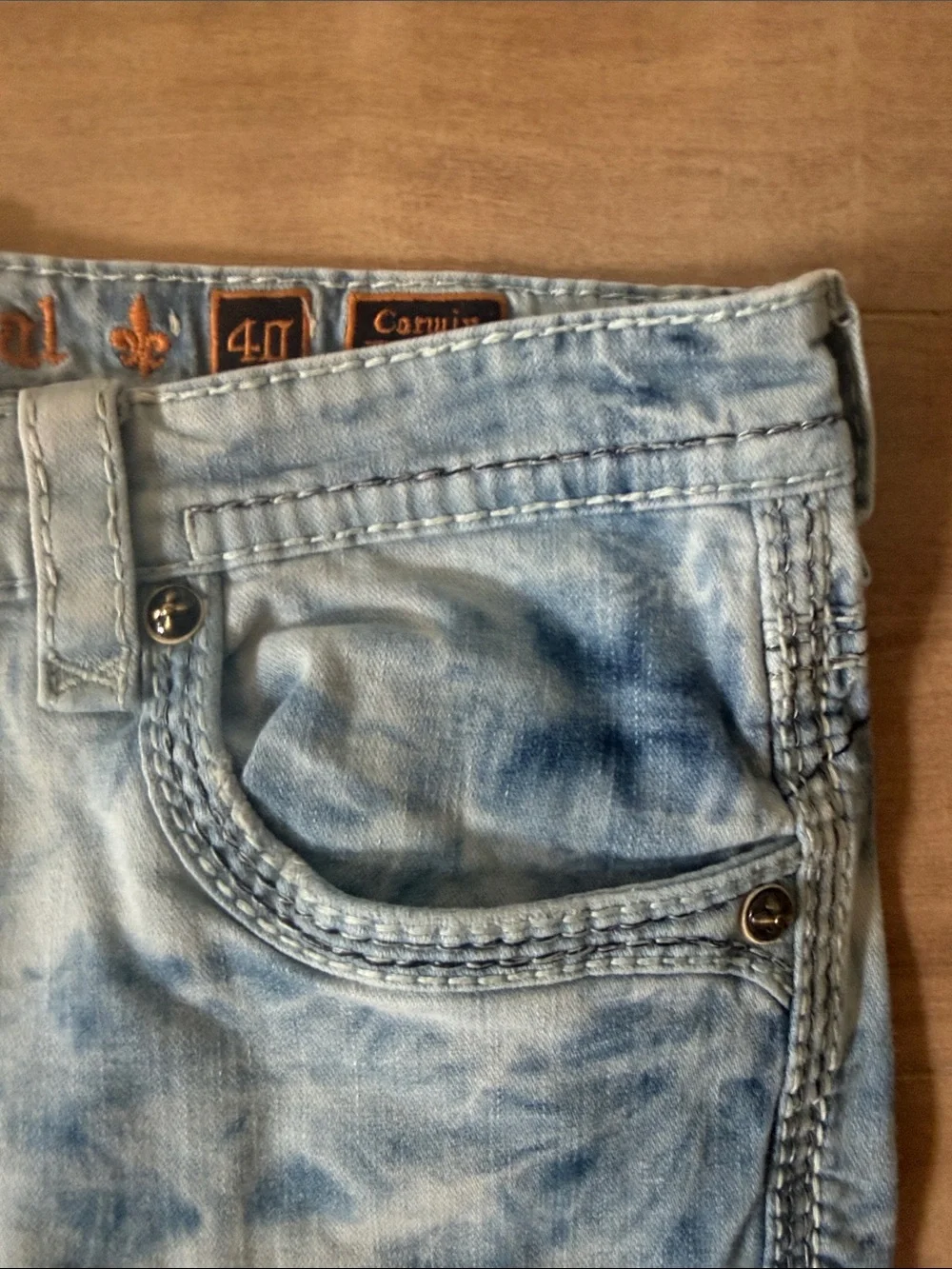 Men's Rock Revival Tie-Dye Blue Washed Jeans